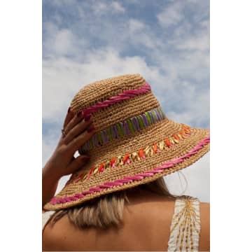 Shop Raffaello Bettini Straw Hat With Raffia Embroidery