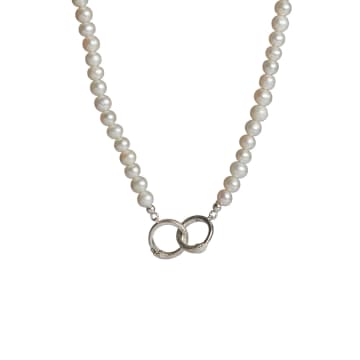 Shop Rachel Entwistle Ouroboros Pearl Necklace Silver In Metallic