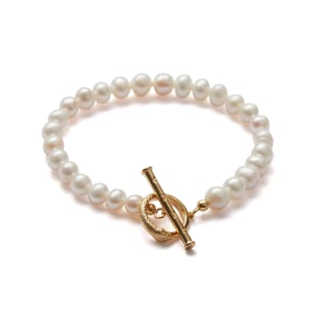 Shop Rachel Entwistle Ouroboros Pearl Bracelet Gold
