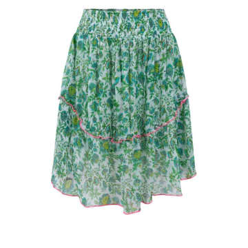 Shop Place Du Soleil Short Chiffon Skirt S24422 In Green
