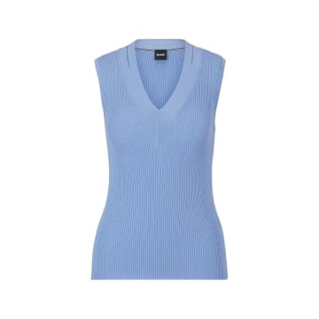 Shop Hugo Boss Boss Fality Sleeveless V Neck Vest Size: M, Col: Blue