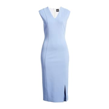 Shop Hugo Boss Boss Dukeva 1 Fitted Back Zip Scuba Midi Dress Size: 12, Col: Blue