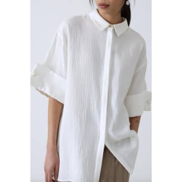Shop Mother Of Pearl Camille Textured White Pearl Shirt