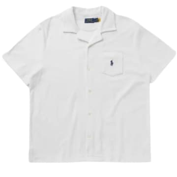 Shop Ralph Lauren Menswear Terry Cotton Short Sleeve Shirt In White