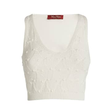 Shop Maxmara Studio Knitted Ebbri Crop Top In White