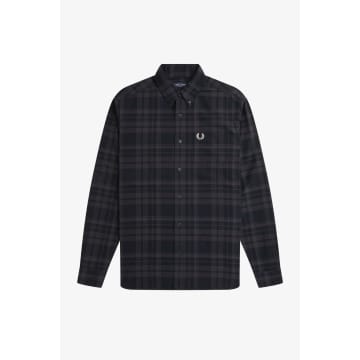 Shop Fred Perry M7775 Tonal Tartan Shirt Black/grey