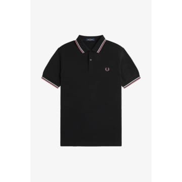 Shop Fred Perry Black And Dusty Rose Pink M3600 Polo Shirt