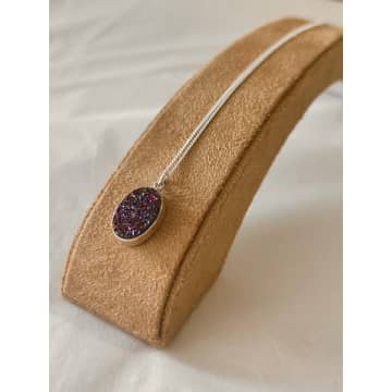 Shop Siren Silver Drusy Purple Pendant Necklace In Metallic