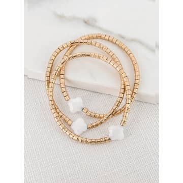 Shop Envy Stretch Bracelet With Semi Precious White Fleurs