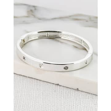 Envy Silver Bangle With Crystals In Metallic