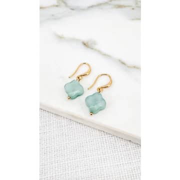 Envy Gold & Blue Fleur Dropper Earrings In Green