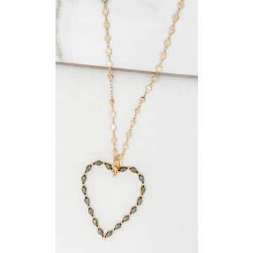 Envy Green Crystal / Gold Heart Pendant