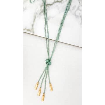 Envy Blue & Gold Crystal Knot Necklace In Green