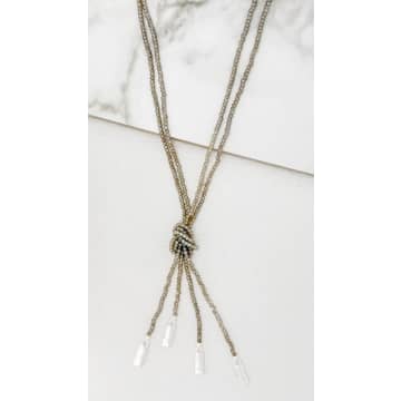 Envy Grey & Silver Crystal Knot Necklace In Gray