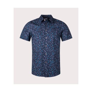 Paul Smith Ss Abstract Dots Tailored Fit Shirt Col: 50 Dark Navy, Size In Blue
