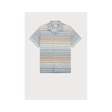 Paul Smith Ss Horizontal Soft Stripe Shirt Col: 92 Multi Coloured, Siz In Gray