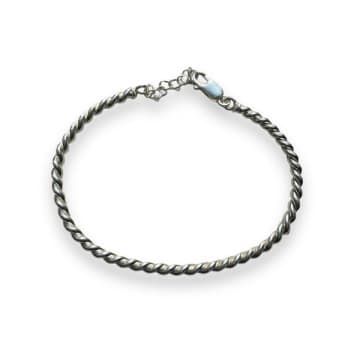 Collardmanson 925 Lightly Oxidised Silver Rope Chain Bracelet In Metallic