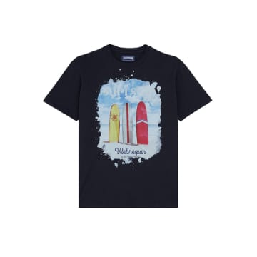 Shop Vilebrequin - Portisol Cotton T-shirt Surfs Up In Navy Blue Ptsap385