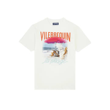 Shop Vilebrequin - Portisol Cotton T-shirt Wave On Vbq Beach In Off White Ptsap36
