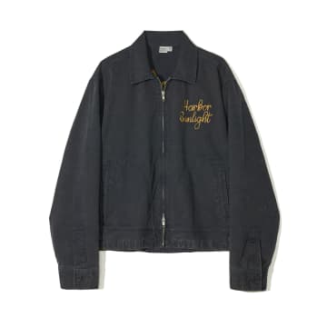 Partimento Vintage Washed Zip-up Blouson In Navy In Black
