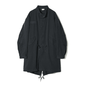 Partimento Vintage Washed M-65 Fishtail Coat In Navy In Black