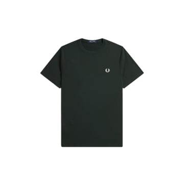 Shop Fred Perry Crew Neck T-shirt Night Green / Snow White