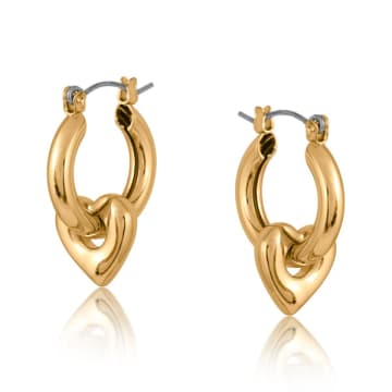 Shop Edit & Oak Puff Heart Hoop Earrings In Gold