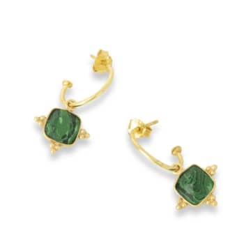 Ashiana Asia Malachite Earrings In Gold