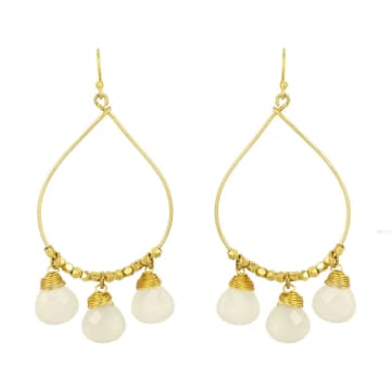 Ashiana Bella White Chalcedony Earrings In Gold
