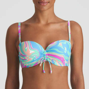 Marie Jo Arubani Padded Strapless Bikini Top In Ocean Swirl In Blue