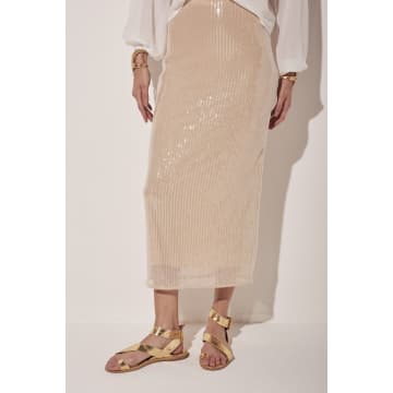 Shop Silks Agua De Coco Sequin Skirt In Beige In Neturals