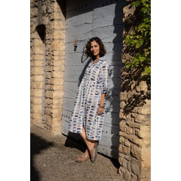 Shop Bagatelle Dress Coverup In Blue & White Abstract Print