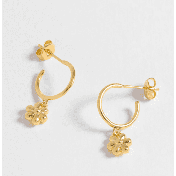 Shop Estella Bartlett Flower Charm Drop Hoop Earrings In Gold
