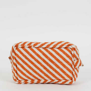 Afroart Diagonal Orange Stripe Toiletry Bag In Burgundy