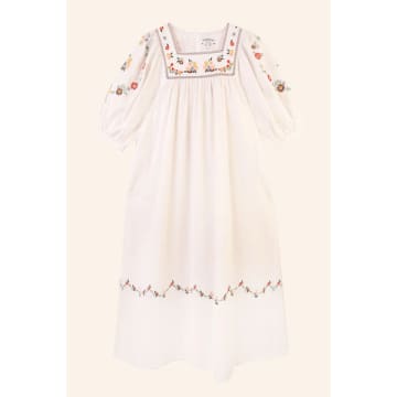 Meadows Crocus Dress Multi Embroidery In White