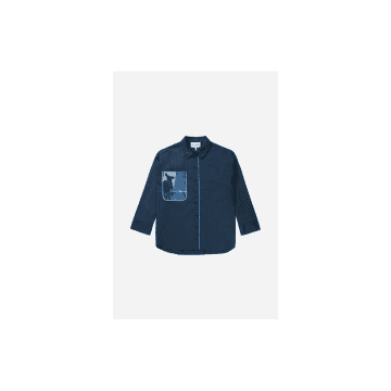 Shop Munthe Mint Donkey Pocket Detail Shirt Size: 10, Col: Navy In Green