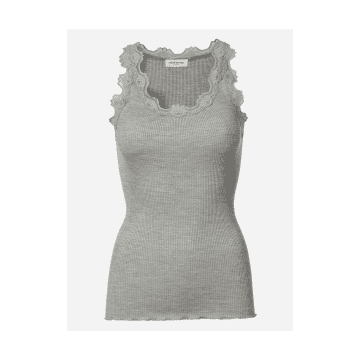 Shop Rosemunde Babette Round Neck Lace Vest Top Col: 008 Light Grey, Size Xs