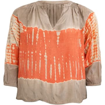 Shop Costa Mani Snake Tie Dye Blouse In Sand / Coral In Neutrals
