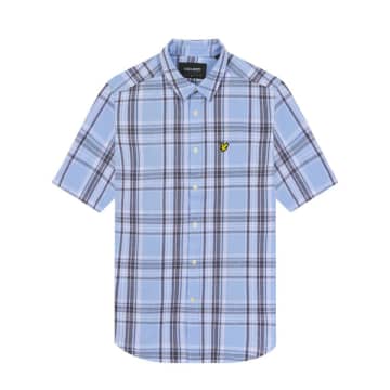 Shop Lyle & Scott Linen Check Shirt In Light Blue
