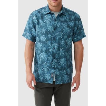 Shop Rodd & Gunn - Destiny Bay Short Sleeve Linen Shirt In Teal Lp6190