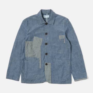 Shop Universal Works Patched Bakers Jacket Chambray / Hickory Indigo