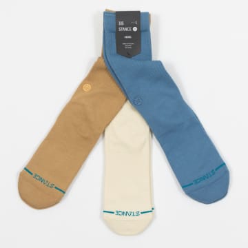 Shop Stance Icon 3 Pack Socks In Blue & Beige