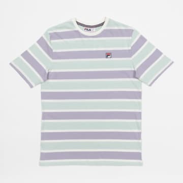 Shop Fila Tarn Dye Stripe T-shirt In Green , White & Purple
