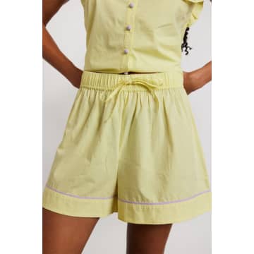 Shop Damson Madder Yellow Lilac Kitty Piping Pj Shorts