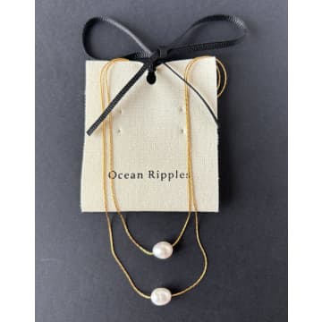 Shop Ocean Ripples 18ct Gold Plated Double Fresh Water Pearl Necklace