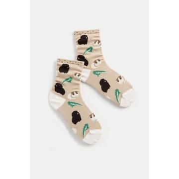 Shop Hansel From Basel Biscotti And Tulip Crew Socks In Neturals