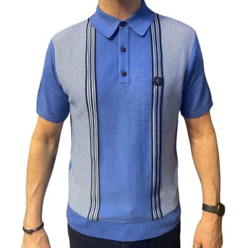 Gabicci Vintage Eden Knitted Polo Shirt In Blue