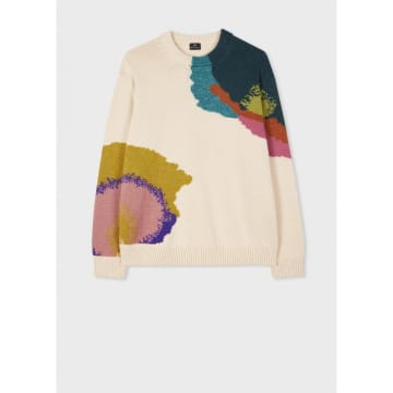 Shop Paul Smith Abstract Flower Crew Neck Jumper Col: 04 Ivory, Size: Xs
