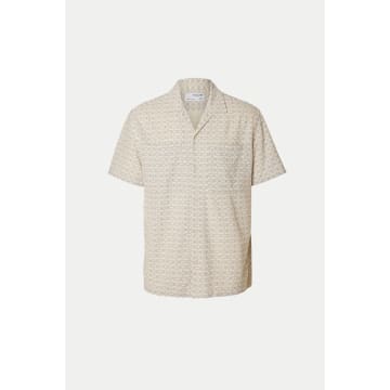 Shop Selected Homme Egret Regular Mix Resort Shirt