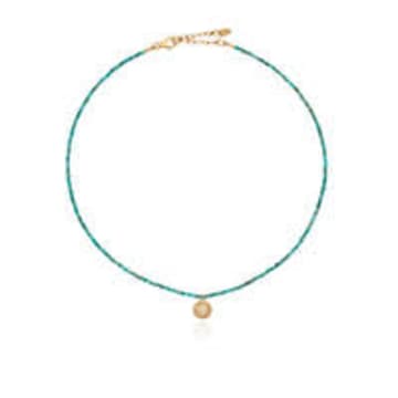 Shop Anna Beck Cirle Pendant Turquoise Nk10492-gtq In Blue